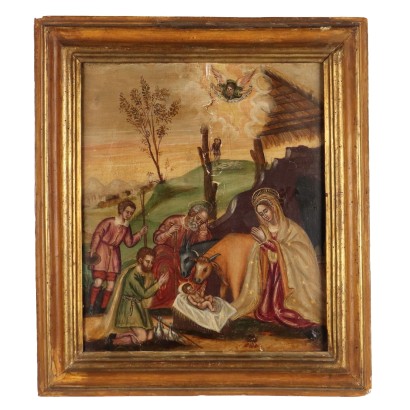 Antikes Gemälde mit Heiligem Subjekt Tempera auf Holz '600