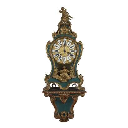 Antique Clock with Wooden Shelf France Late XVIII Century