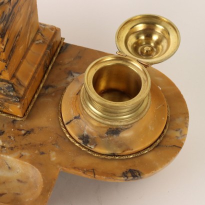 Inkwell in Yellow Marble and Gilded Bronze Italy XIX Century