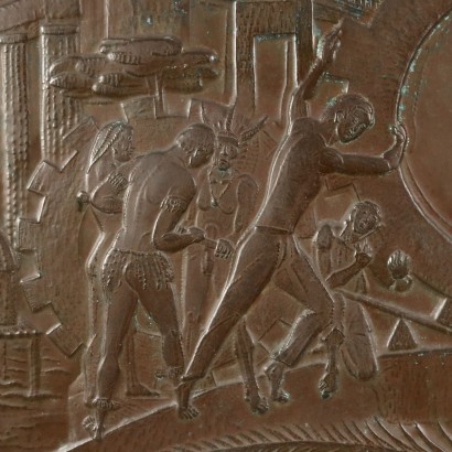 Flachrelief aus Kupfer Allegorie Italien der 1950er Jahre