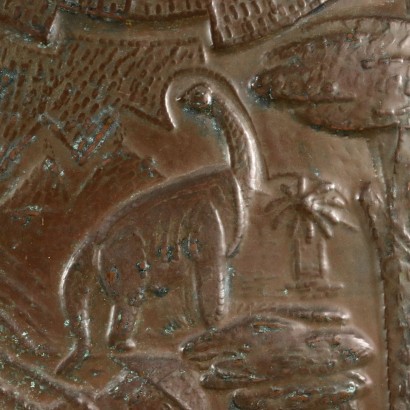Bassorilievo in Rame sbalzato con Allego,Allegoria della storia dell'uomo
