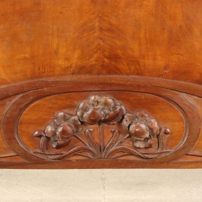 Ancient Bed Art Nouveau Attr. to C. Zen Walnut Italy XX Century