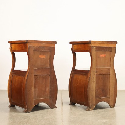 Bedside Tables Attr. to C. Zen Art Nouveau Walnut Italy XX Century