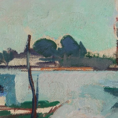 S. Consadori View from Grado Oil on Canvas Italy XX Century