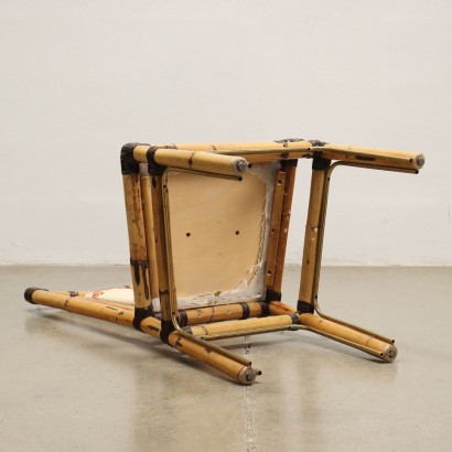 6 Chairs Design Fabrizio Smania Italy 1980s Bamboo Wood Padding