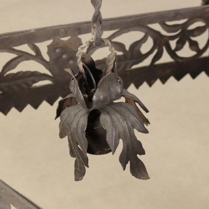 Ancient Chandelier Italy \'900 Wrought Iron Metal 9 Lights
