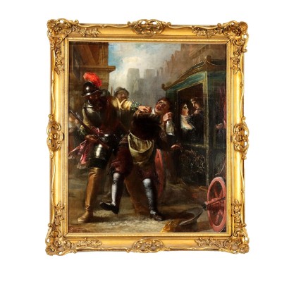 A Suggestive Genre Scene Oil on Canvas French School XIX Century