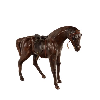 Antike Skulptur Pferd aus Pappmaché und Leder des XIX Jhs