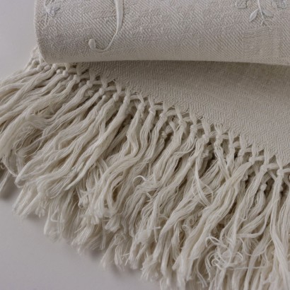 Vintage Towel Fiandra Italy \'900 Fringes Embroidered White Decorations