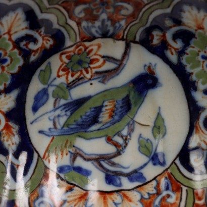 Antiker Vase aus Keramik Dekor mit Pflanzen- und Tiermotiven 1920er