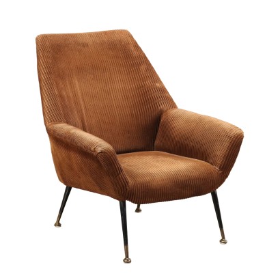 Vintage Sessel aus Samt und Metall der 1960er Jahre