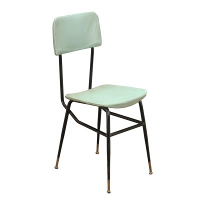 Vintage Stuhl der 1950er-60er Jahre Emailliertes Metall Gepolsterte Si