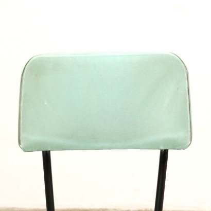 Vintage Chair Italy 1950s-1960s Enameled Metal Padded Seat Foam Brass