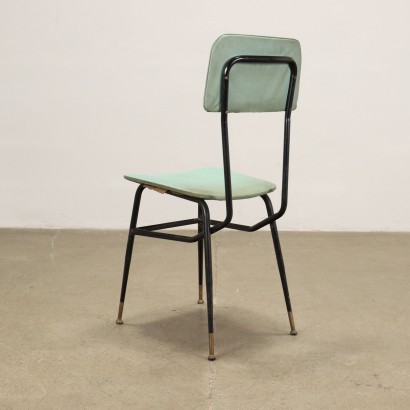 Vintage Chair Italy 1950s-1960s Enameled Metal Padded Seat Foam Brass