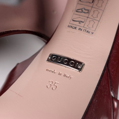 Vintage Gucci Sandals Bordeaux Leather with Lace N. 2