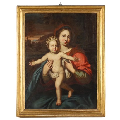 Antikes Gemälde Heilige Jungfrau Bolognese Schüle Malerei Öl Malerei