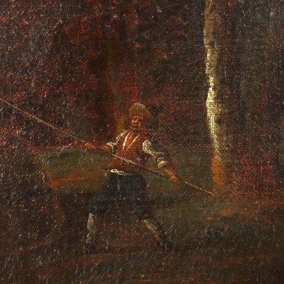 Antikes Gemälde Landschaft Öl auf Leinwand Italien XVIII Jhd