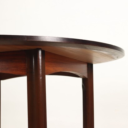 Runder Tisch aus Buchenholz und Ebenholz Furnier Vintage 1960er Jahre