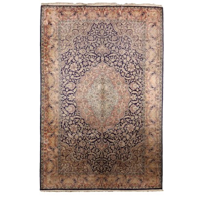 Vintage Srinagar Carpet India 110x73 In Cotton Wool Silk Fine Knot