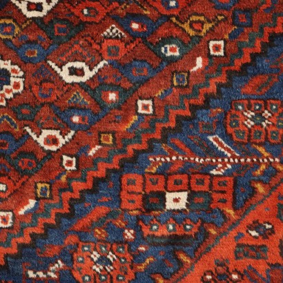 Vintage Shiraz Carpet 79 x 27 In Wool Big Knot Geometric Pattern Asia