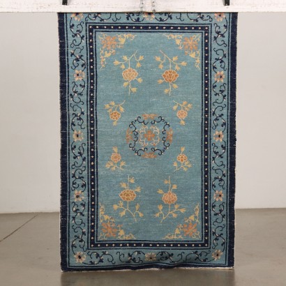 Vintage Leichtblauer Peking Teppich China 145x96 cm Baumwolle Wolle