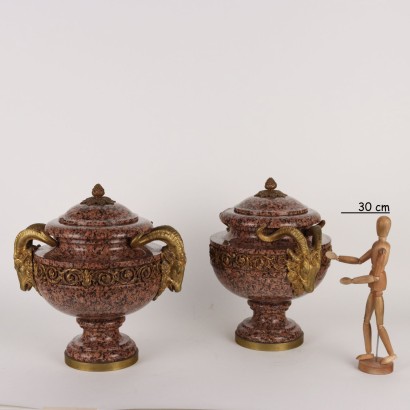 Pair of Vases Pink Granite Napoleon III France XIX Century Antiques
