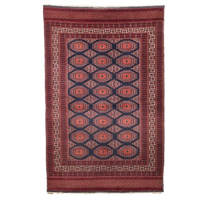 Tapis Vintage Bukhara Pakistan 195x125 cm Coton Laine Noued Fin