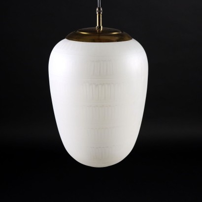 Vintage Deckenlampe Italien 1960er Jahre Kronleuchter Opalglas Messing