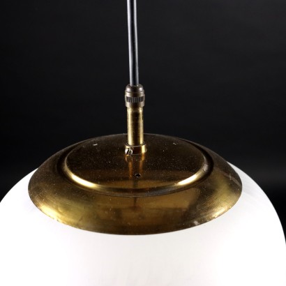 Vintage Deckenlampe Italien 1960er Jahre Kronleuchter Opalglas Messing