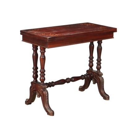 Game Table in Charles X Style Mahogany Italy XX Century