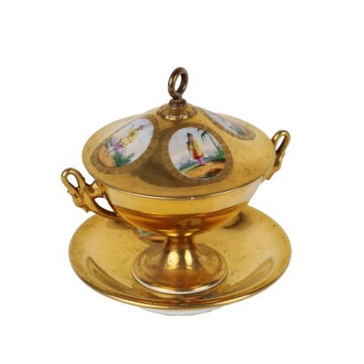 Sugar bowl with plate in the manner of Raffaele Giovine
