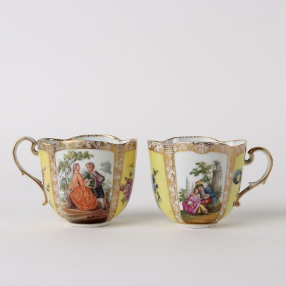 antiques, cup, cup antiques, ancient cup, ancient Italian cup, antique cup, neoclassical cup, 19th century cup,Two Meissen Aug Porcelain Cups