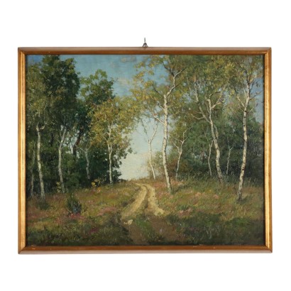 Peint avec paysage de campagne
