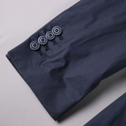 Veste Bleu Etro Taille 52 Coton Soie Boutons Second Hand