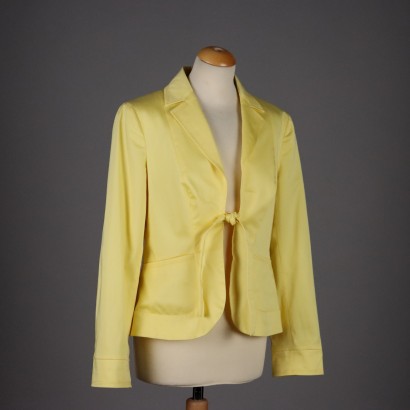 Second Hand Jacket by Nico Fontana Size 18 Pockets Yellow Cotton Italy