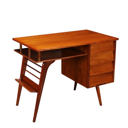 Vintage Argentine Writing Desk 1950s Painted Beech Mahogany Veneered