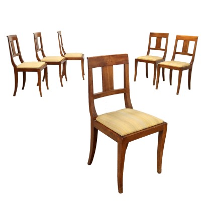 antigüedades, silla, sillas antiguas, silla antigua, silla italiana antigua, silla antigua, silla neoclásica, silla del siglo XIX, Grupo de las Seis Sillas Directorio