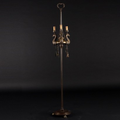 Antike Stehlampe Renaissance Stil Italien \'900 Bronze 3 Lichter