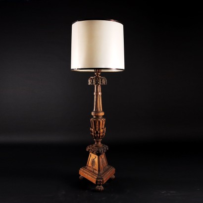 Antike Stehlampe im Neoklassizistischen Stil Italien '900 Holz