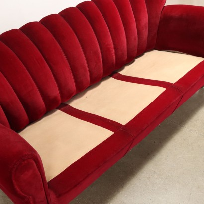Vintage 3 Sitzer Sofa Italien 1950er Jahre Gepolsterte Sitze Feder