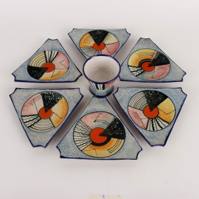 Service für Aperitif Vintage N. Diulgherof Albisola Keramik 1930er