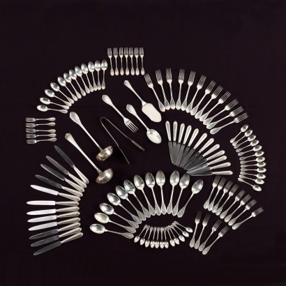 Ancient Silver Cutlery Set R. Greggio Padua '900 12 Cutleries