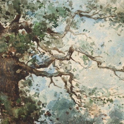 Antikes Gemälde Landschaft Giuseppe Gabani Aquarell auf Papier \'800