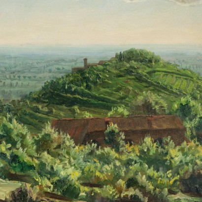 Ancient Painting Landscape Vittorio Bonatti Oil on Cardboard Painting