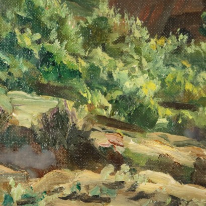Antikes Gemälde Landschaft Vittorio Bonatti Öl auf Katon Bild \'900