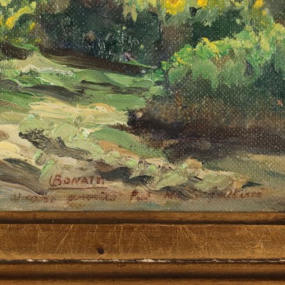 arte, arte italiano, pintura italiana del siglo XX, pintura con paisaje de Vittorio Bonatt, colinas de Brescia, Vittorio Bonatti, Vittorio Bonatti