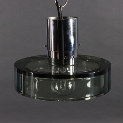 Vintage Ceiling Lamp Italy 1960s Design Chromed Brass Glass