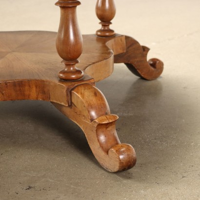 Ancient Round Table Louis Philippe Walnut Italy \'800 Burl Feet