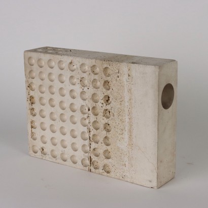 Rechteckiger Vase aus Travertin Marmor Italien Mobiliar 1960er
