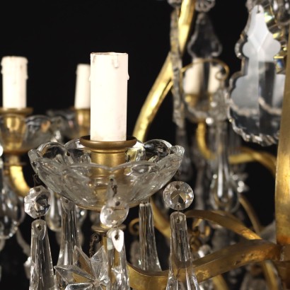 antigüedades, candelabro, candelabros antiguos, candelabro antiguo, candelabro italiano antiguo, candelabro antiguo, candelabro neoclásico, candelabro del siglo XIX, candelabro de cristal y latón